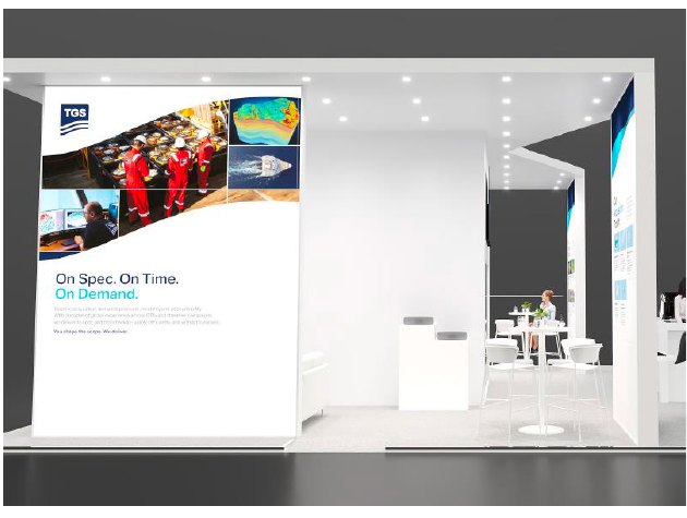 EAGE 2025 booth wall with On Spec On Time On Demand graphic